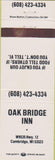 Matchbook Cover - Oak Bridge Inn Cambridge WI