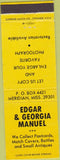 Matchbook Cover - Edgar Georgia Manuel postcard collectors Meridian Ms