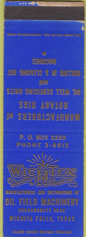 Matchbook Cover - Wichtex Machinery Oil Field Wichita Falls TX sAMPLE