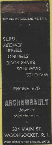 Matchbook Cover - Archambault Jewelry watches Woonsocket RI
