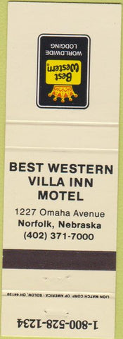 Matchbook Cover - Best Western Villa Inn Motel Norfolk NE