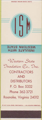 Matchbook Cover - Western Insulation Roanoke VA SAMPLE