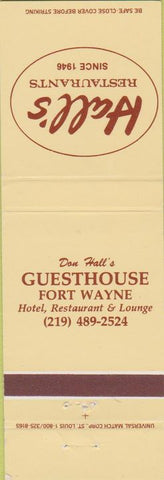Matchbook Cover - Hall's Restaurant For Wayne IN