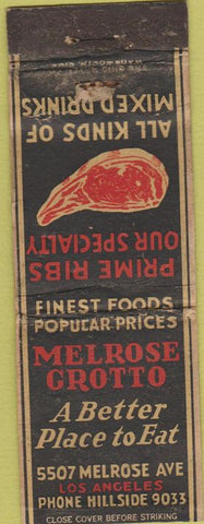 Matchbook Cover - Melrose Grotto Los Angeles CA WORN