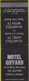 Matchbook Cover - Motel Giffard QC WEAR
