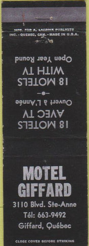 Matchbook Cover - Motel Giffard QC WEAR