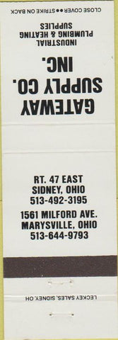 Matchbook Cover - Gateway Supply Inc Marysville Sidney OH