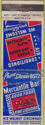 Matchbook Cover - Mercantile Bar Cincinnati OH POOR