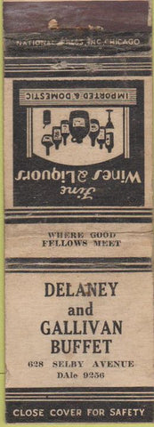 Matchbook Cover - Delaney Gallivan Buffet NO TOWN WORN