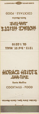 Matchbook Cover - Horace Heidt's Java Time Santa Monica CA
