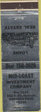 Matchbook Cover - Mid Coast Inestment Co Real Estate Aransas Pass TX
