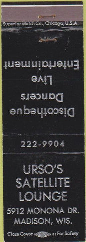 Matchbook Cover - Urso's Satellite Lounge Madison WI WEAR