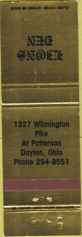 Matchbook Cover - Lion's Den Dayton OH