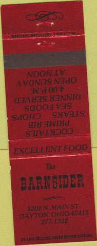 Matchbook Cover - The Barnsider Dayton OH