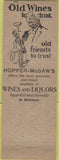 Matchbook Cover - Hopper McGaw's Liquors Baltimore MD
