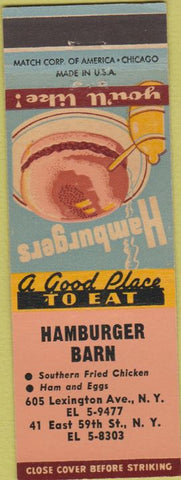 Matchbook Cover - Hamburger Barn New York City