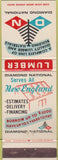 Matchbook Cover - Diamond National lubmer Co New England CT MA NH ME VT