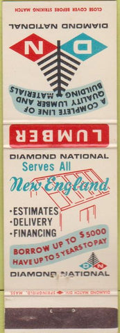 Matchbook Cover - Diamond National lubmer Co New England CT MA NH ME VT