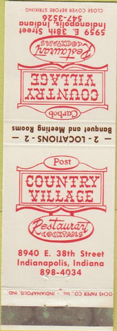 Matchbook Cover - Country Village Restaurant Indianapolis IN