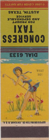 Matchbook Cover - Congress Taxi Austin TX pinup Tony's Tavern Pearl Harbor WEAR
