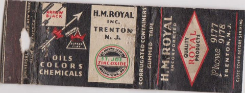 Matchbook Cover - HM Royal Inc oil Trenton NJ POOR