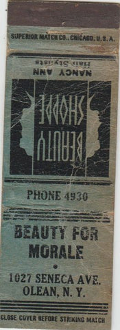 Matchbook Cover - Beauty for Morale Olean NY Salon POOR