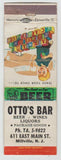 Matchbook Cover - Otto's Bar Millville NJ safety scene