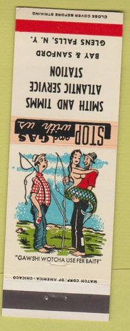 Matchbook Cover - Smith Timms Atlantic Oil gas Glens Falls NY hillbilly