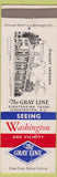 Matchbook Cover - Gray Line Tours Washington DC Mount Vernon