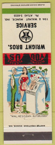 Matchbook Cover - Wright Brothers Texaco oil gas Muncie IN hillbilly