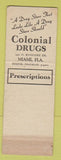 Matchbook Cover - Colonial Drugs SAMPLE Miami FL