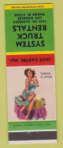 Matchbook Cover - System Truck Rentals Los Angeles CA pinup