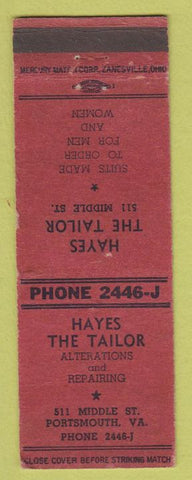 Matchbook Cover - Hayes The Tailor Portsmouth VA