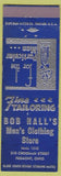 Matchbook Cover - Bob Hall's Men's Clothes Fremont OH