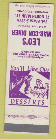 Matchbook Cover - Leo's Mar Con Diner Waterbury CT