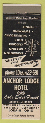 Matchbook Cover - Anchor Lodge Hotel Lorain OH shuffleboard