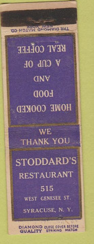 Matchbook Cover - Stoddard's Restaurant Syracuse NY DQ LONG
