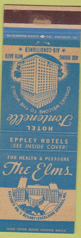 Matchbook Cover - The Elms Hotel Fontenelle Omaha NE Excelsior Springs MO