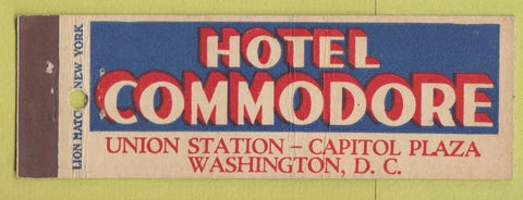 Matchbook Cover - Hotel Commodore Washington DC