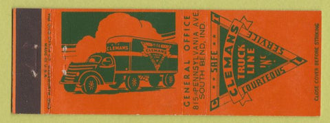 Matchbook Cover - Clemans Trucking Line South Bend IN
