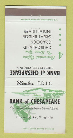 Matchbook Cover - Bank of Chesapeake VA 30 Strike