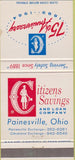 Matchbook Cover - Citizens Savings Loan Painesville OH 30 Strike 1964