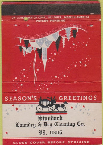 Matchbook Cover - Standard Laundry Dry Cleaning NO TOWN 40 Strike WEAR