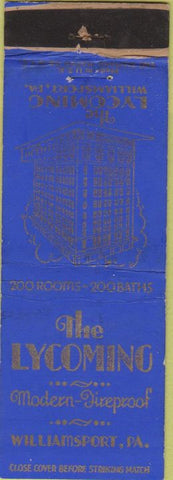 Matchbook Cover - The Lycoming Williamsport PA