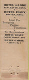 Matchbook Cover - Hotel Essex Boston MA New Haven CT WEAR