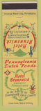 Matchbook Cover - Hotel Brunswick Lancaster PA