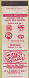 Matchbook Cover - Motel Tourist Village Rahway NJ