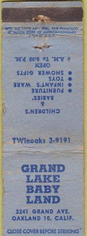 Matchbook Cover - Grand Lake Baby Land Oakland CA POOR baby furniture