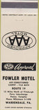 Matchbook Cover - Fowler Motel Warrendale PA