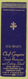 Matchbook Cover - Chef Gregoire French cooking school Sherman Oaks CA SAMPLE